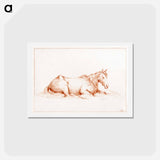 アートポストカード-Horse lying in the grass - ジャン ベルナール Postcard.