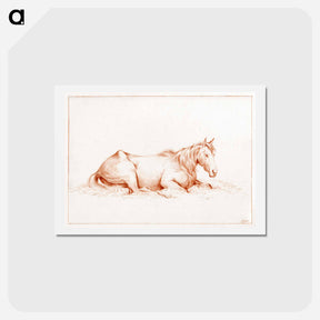 アートポストカード-Horse lying in the grass - ジャン ベルナール Postcard.