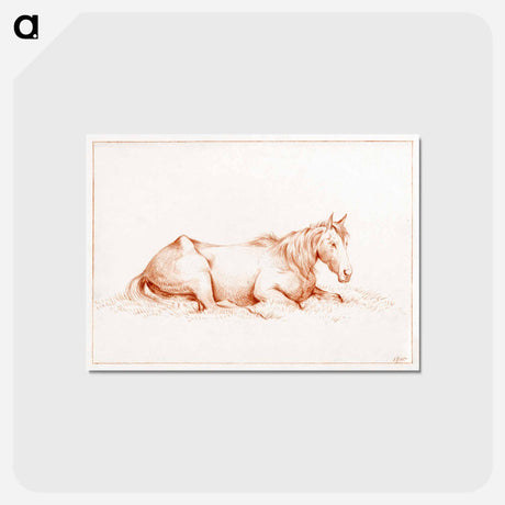 アートポストカード-Horse lying in the grass - ジャン ベルナール Postcard.