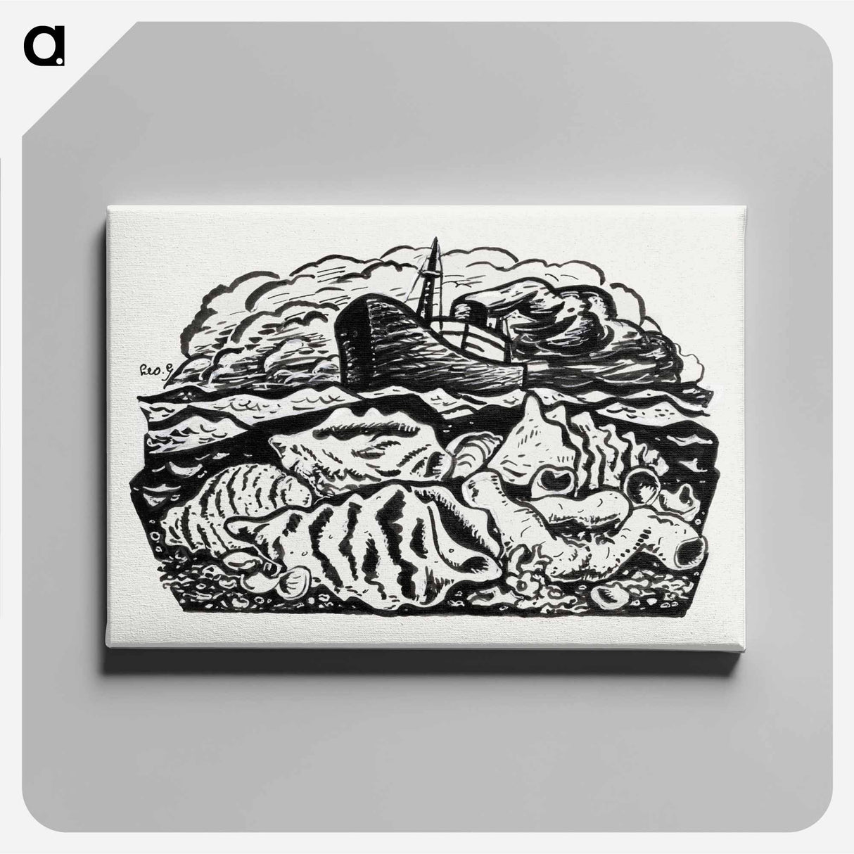 Steamship at sea - レオ ゲステル Canvas.
