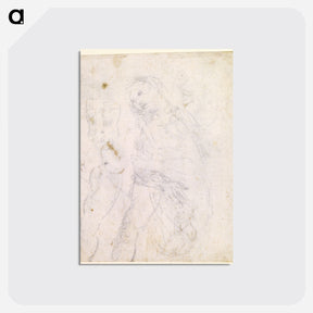 アートポストカード-Leonardo da Vinci's Study of a Madonna - レオナルド ダ ヴィンチ Postcard.