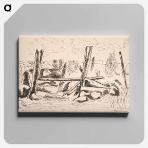 アートパネル-Landscape with Fence Posts and Rocks - マースデン ハートリー Canvas.