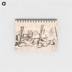 アートメモ帳-Landscape with Fence Posts and Rocks - マースデン ハートリー Memo.