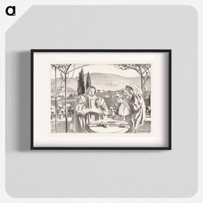 アートポスター-Italian landscape with mother and child and three singing girls - モーリス ドニ Poster.