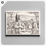 アートパネル-Italian landscape with mother and child and three singing girls - モーリス ドニ Canvas.