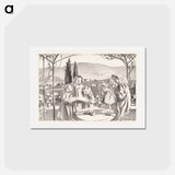 アートポストカード-Italian landscape with mother and child and three singing girls - モーリス ドニ Postcard.