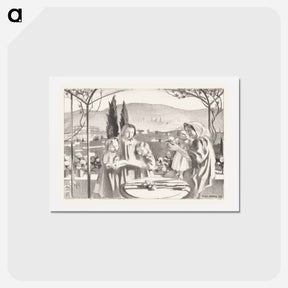 アートポストカード-Italian landscape with mother and child and three singing girls - モーリス ドニ Postcard.