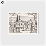 アートポストカード-Italian landscape with mother and child and three singing girls - モーリス ドニ Postcard.