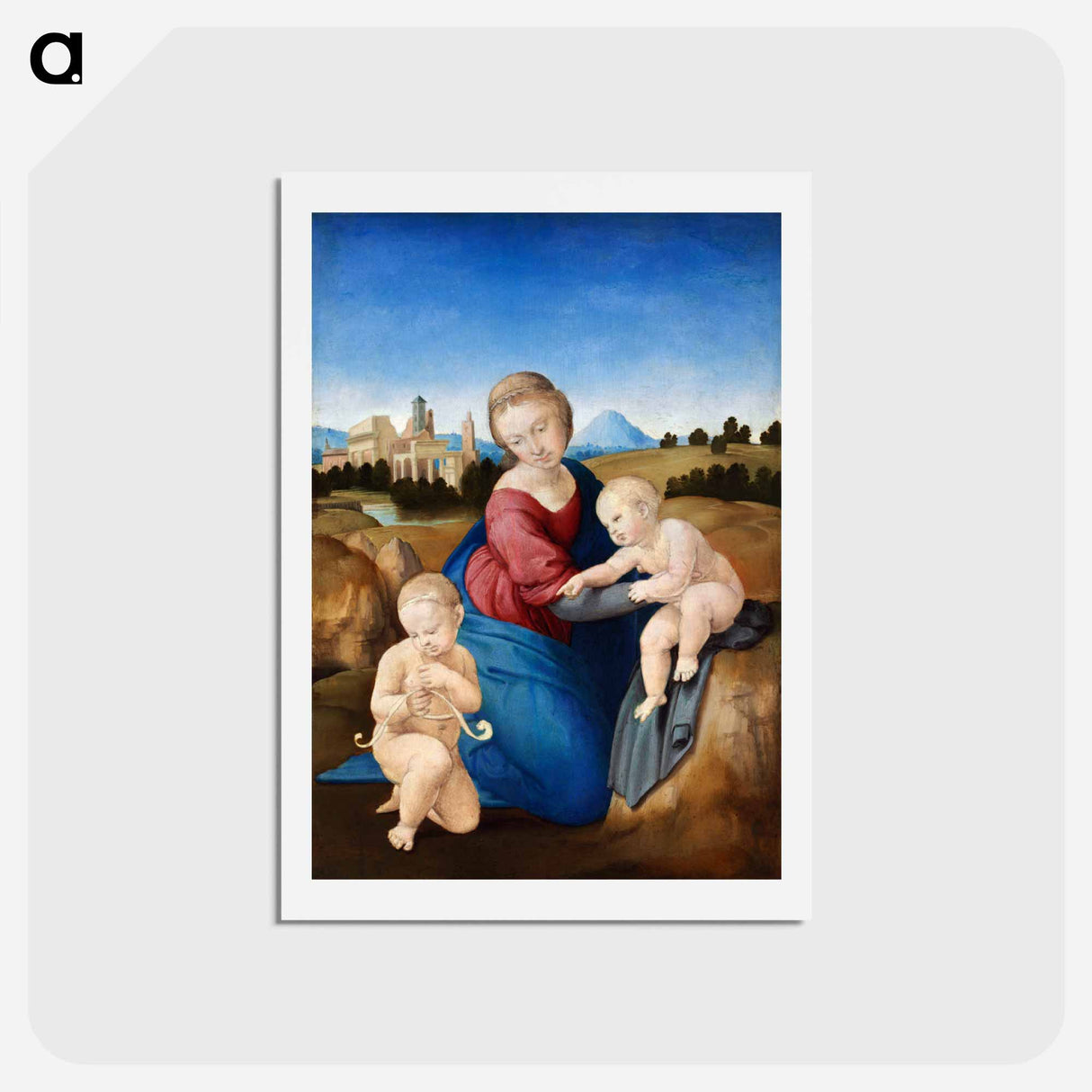 Raphael's Madonna and Child with the Infant Saint John - ラファエロ サンティ Postcard.