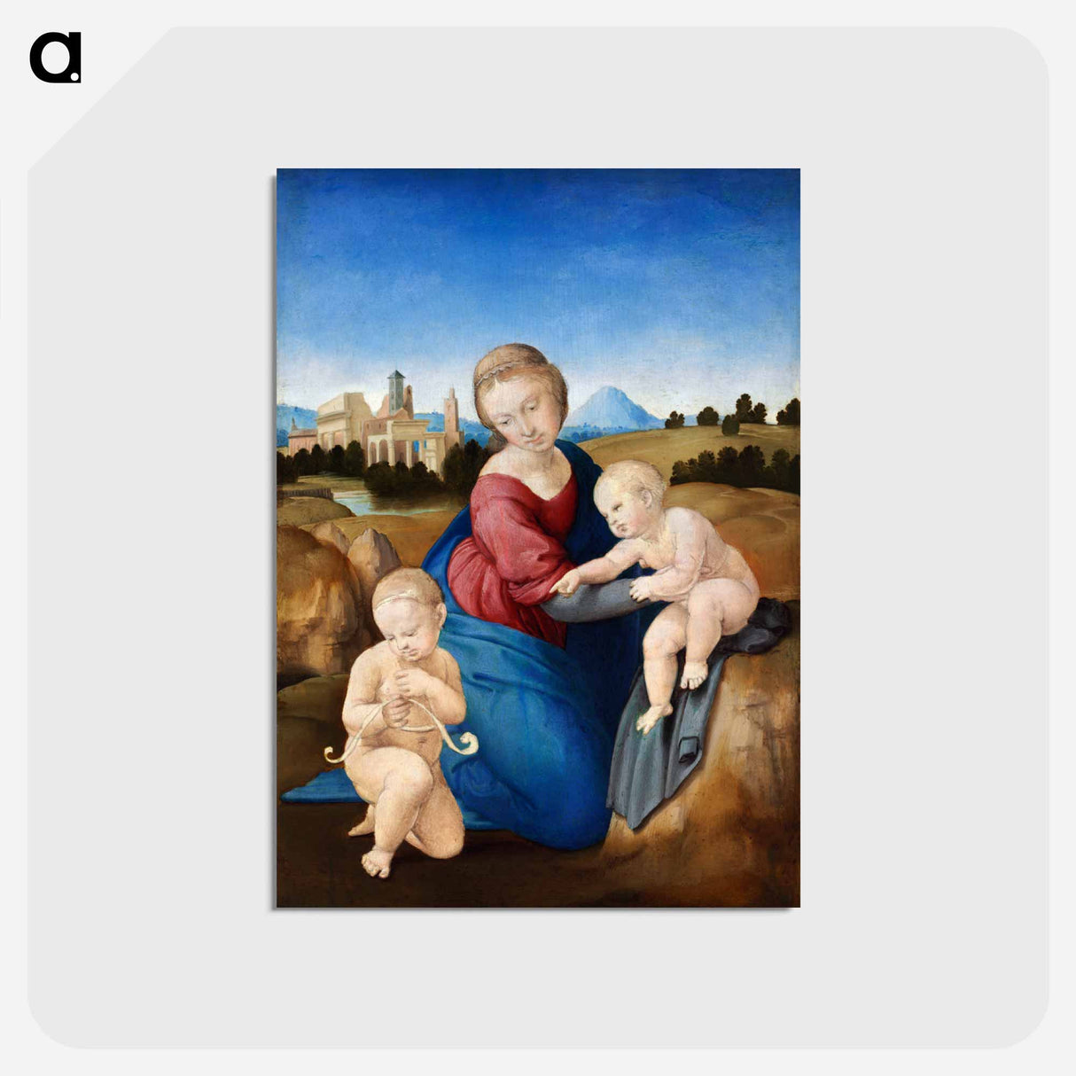 Raphael's Madonna and Child with the Infant Saint John - ラファエロ サンティ Postcard.
