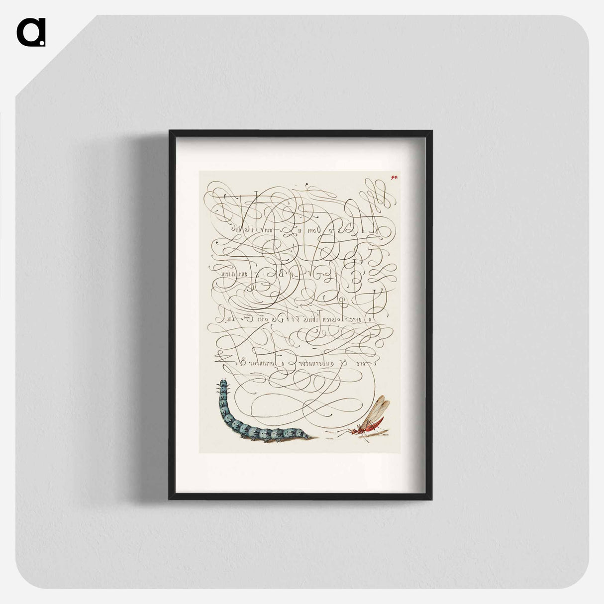 アートポスター-Caterpillar and Insect from Mira Calligraphiae Monumenta
 - 書道のお手本 Poster.