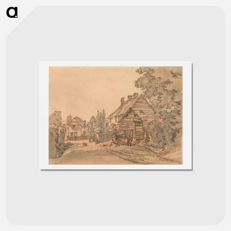 アートポストカード-A Street in a Country Village - ウィリアム ヘンリー ハント Postcard.