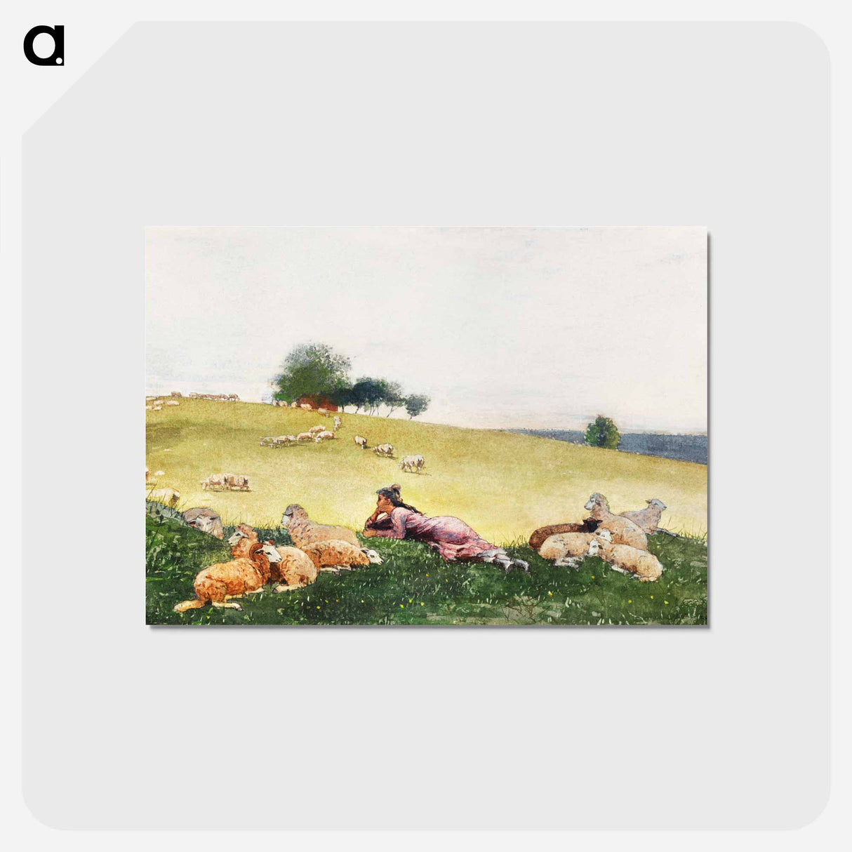 アートポストカード-Shepherdess of Houghton Farm - ウィンスロー ホーマー Postcard.