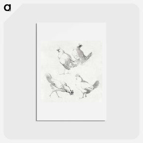 アートポストカード-Four chickens - アールト シューマン Postcard.
