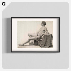 アートポスター-Seated male model holding a sword, academy study - アルバート エーデルフェルト Poster.