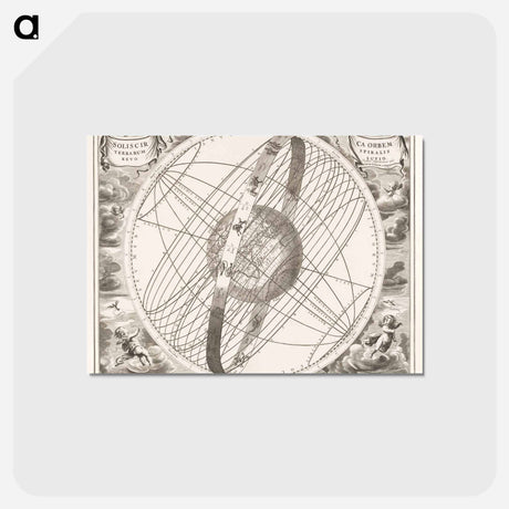 アートポストカード-Hemelkaart van de baan van de zon rond de aarde, volgens Ptolemaeus - アンティーク地図 Postcard.