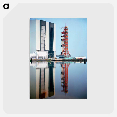 アートポストカード-View of Apollo 15 space vehicle leaving VAB to Pad A, Launch Complex 39 - アポロ月面着陸 Postcard.