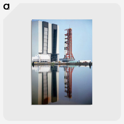 View of Apollo 15 space vehicle leaving VAB to Pad A, Launch Complex 39 - アポロ月面着陸 Postcard.