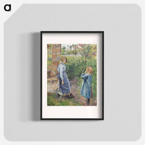アートポスター-Woman and Child at the Well - カミーユ ピサロ Poster.
