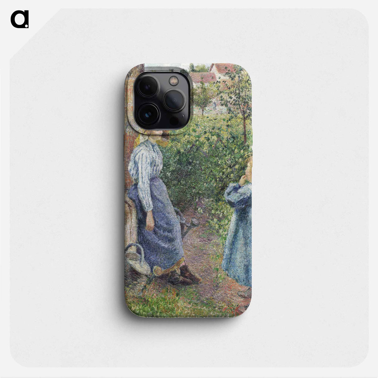 Woman and Child at the Well - Camille Pissarro Phone Case.