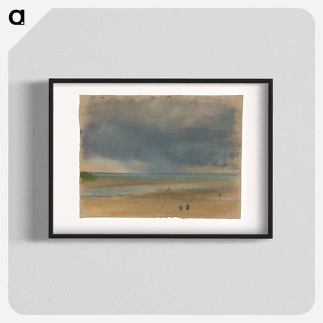 アートポスター-Storm cloud and rain over water as seen from a beach - エドガー ドガ Poster.