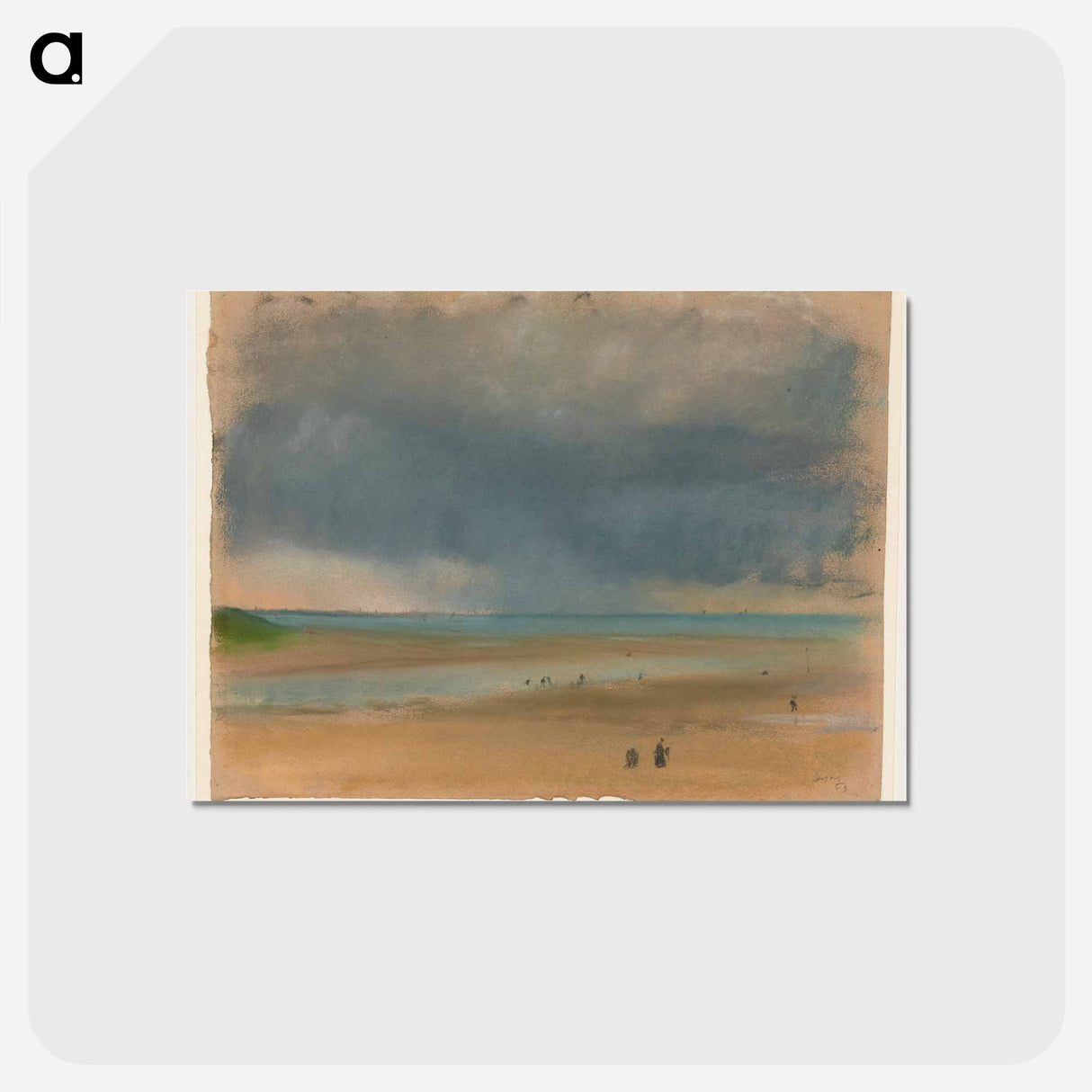 アートポストカード-Storm cloud and rain over water as seen from a beach - エドガー ドガ Postcard.