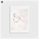 アートポストカード-The Car of Love or Love's Wayfaring - Study of Margaret Drummond - エドワード バーン ジョーンズ Postcard.