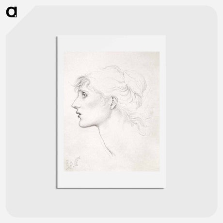 アートポストカード-The Car of Love or Love's Wayfaring - Study of Margaret Drummond - エドワード バーン ジョーンズ Postcard.