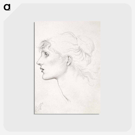 アートポストカード-The Car of Love or Love's Wayfaring - Study of Margaret Drummond - エドワード バーン ジョーンズ Postcard.