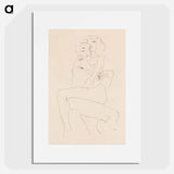 Naked man and woman. Couple Embracing - エゴン シーレ Poster.