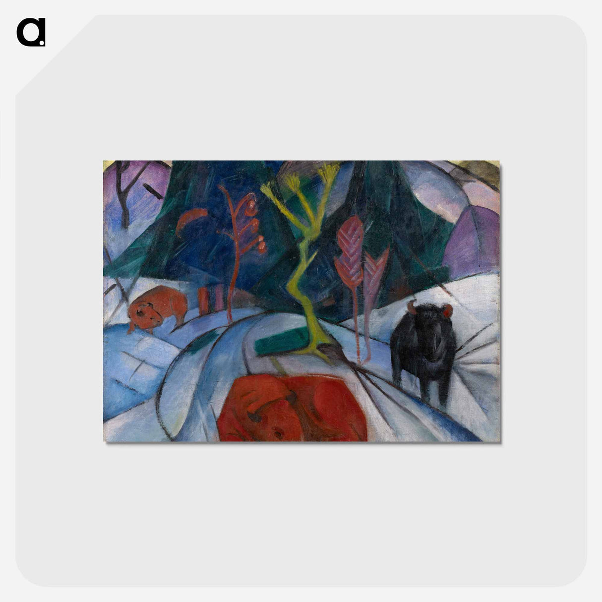 アートポストカード-Bison in winter (red bison) - フランツ マルク Postcard.