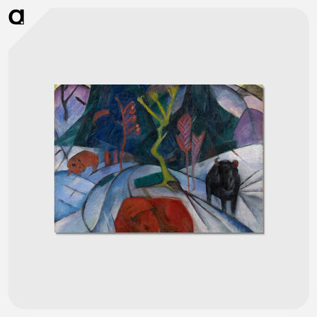 アートポストカード-Bison in winter (red bison) - フランツ マルク Postcard.