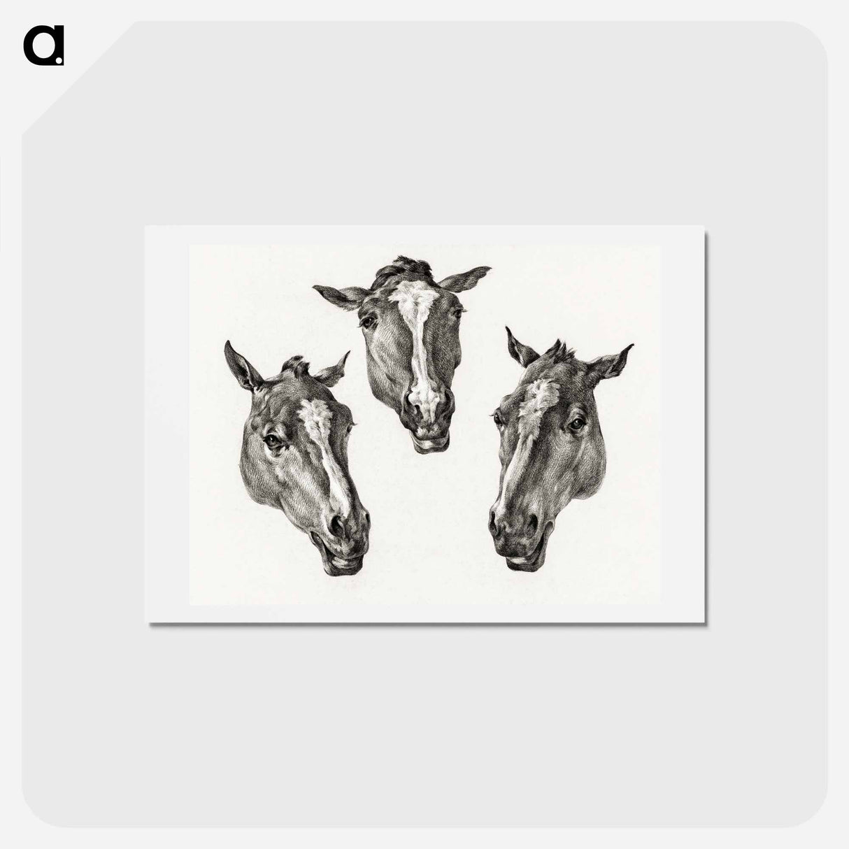 アートポストカード-Three horse heads - ジャン ベルナール Postcard.