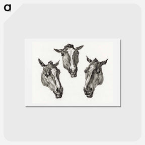 アートポストカード-Three horse heads - ジャン ベルナール Postcard.