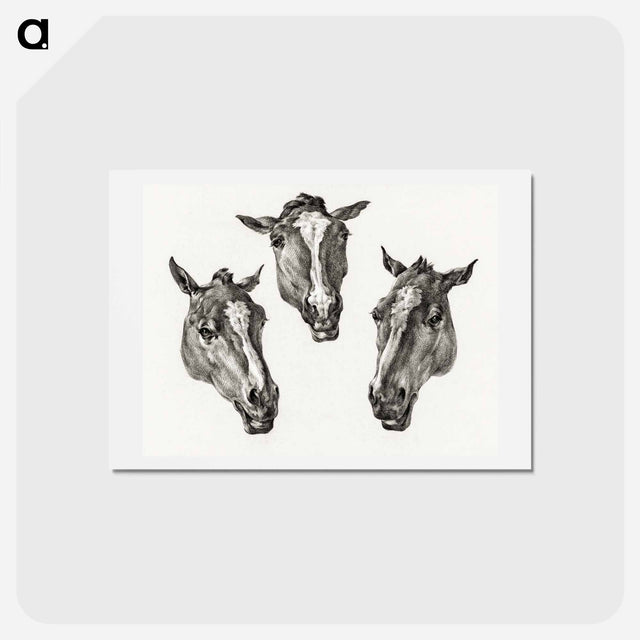 アートポストカード-Three horse heads - ジャン ベルナール Postcard.