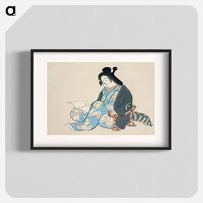 アートポスター-Reading lady from Momoyogusa–Flowers of a Hundred Generations - 神坂 雪佳 Poster.