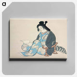 アートパネル-Reading lady from Momoyogusa–Flowers of a Hundred Generations - 神坂 雪佳 Canvas.