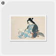 アートポストカード-Reading lady from Momoyogusa–Flowers of a Hundred Generations - 神坂 雪佳 Postcard.