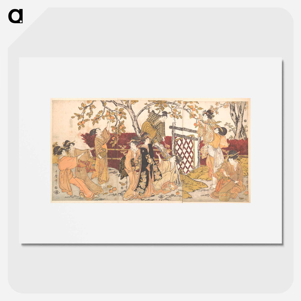 Picking Persimmons - 喜多川 歌麿 Poster.