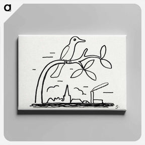 アートパネル-Bird on a branch - レオ ヘステル Canvas.