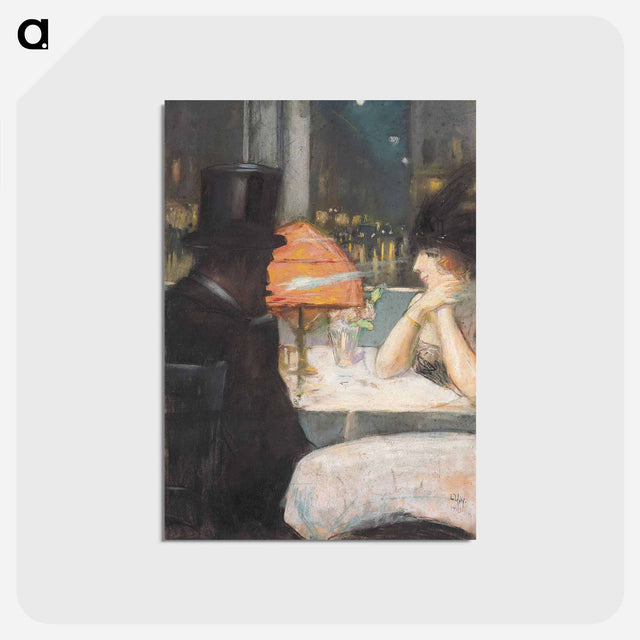 アートポストカード-Dame und Herr im Restaurant - レッサー ユリィ Postcard.