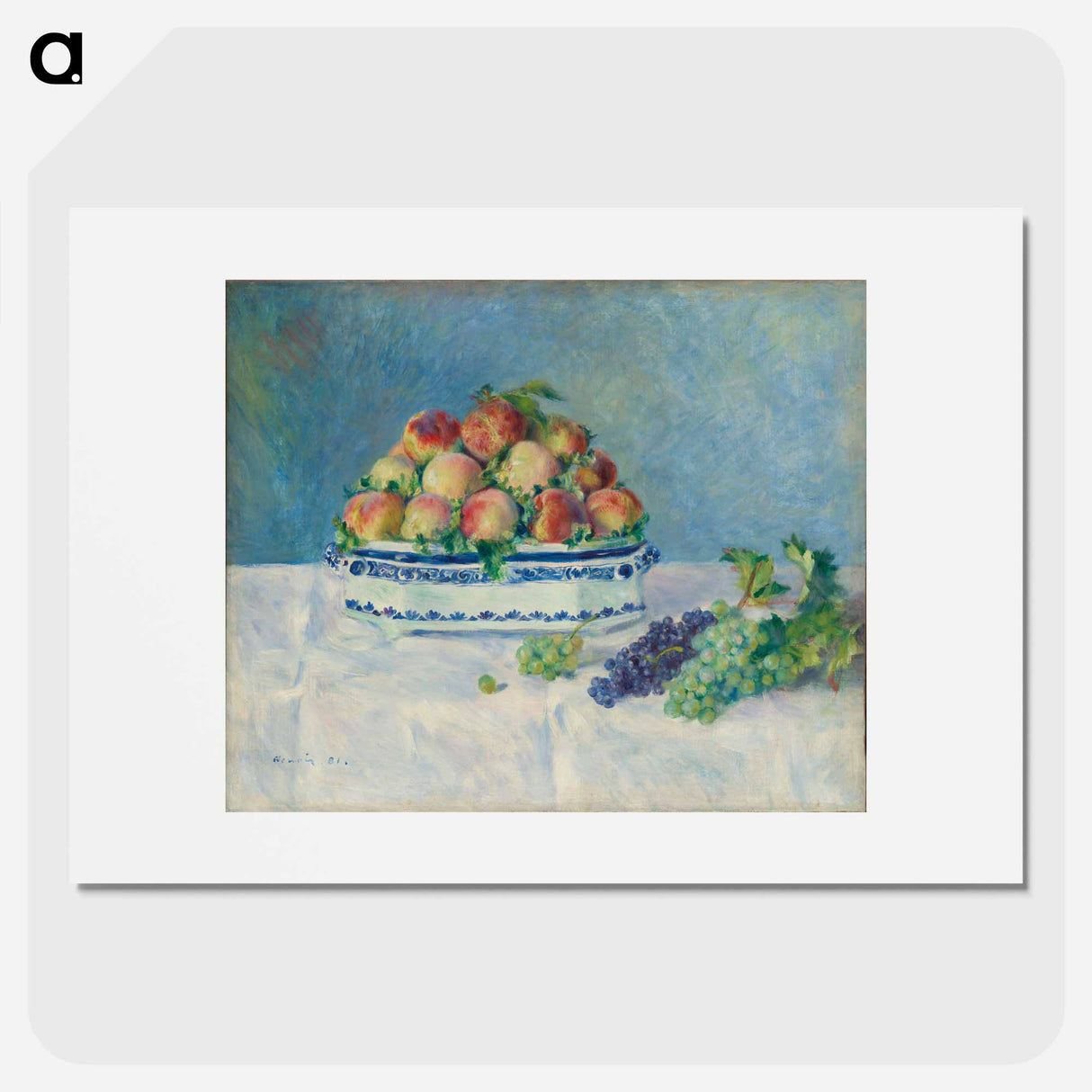 アートポスター-Still Life with Peaches and Grapes - ピエール オーギュスト ルノワール Poster.