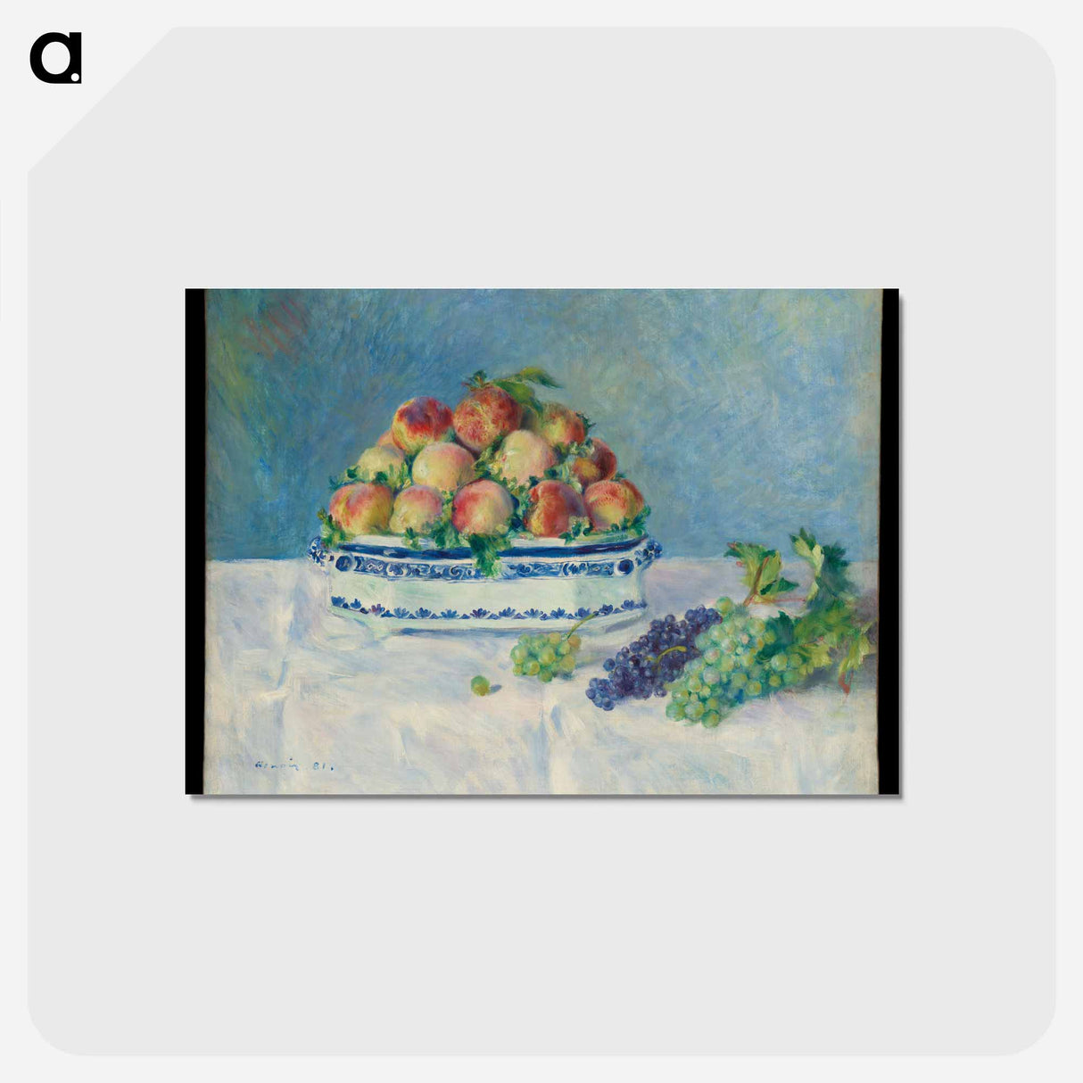 アートポストカード-Still Life with Peaches and Grapes - ピエール オーギュスト ルノワール Postcard.