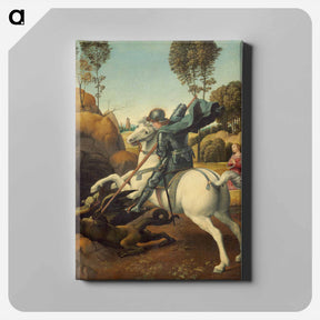 アートパネル-Raphael's Saint George and the Dragon - ラファエロ サンティ Canvas.
