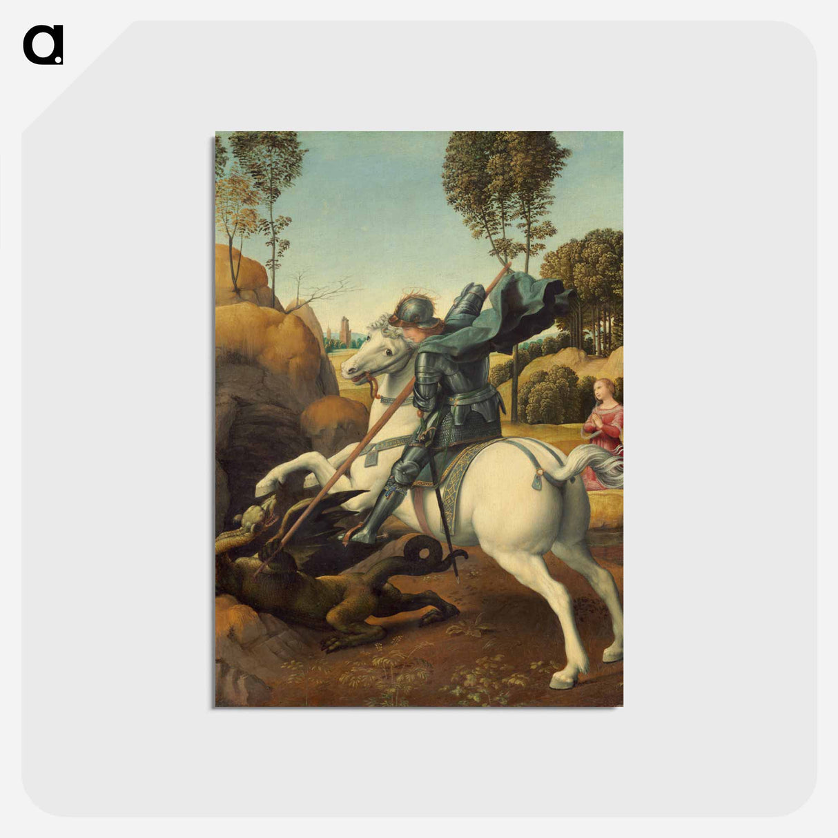 Raphael's Saint George and the Dragon - ラファエロ サンティ Postcard.