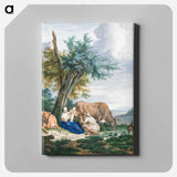 Peasant woman and farmer with child in a landscape with cattle - アールト シューマン Canvas.