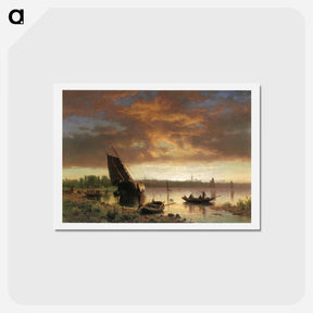 アートポストカード-Harbor Scene - アルバート ビアスタット Postcard.