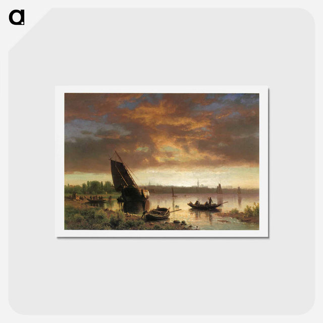 アートポストカード-Harbor Scene - アルバート ビアスタット Postcard.