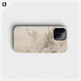 Munkki saarnaamassa kristinoppia joukolle pakanoita, oikealla neljän henkilön ryhmä - アンダース エクマン Phone Case.