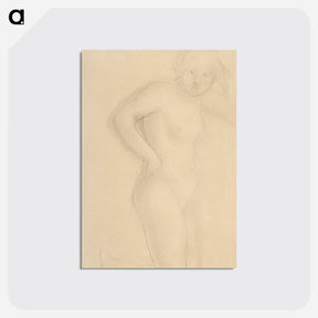 アートポストカード-Young Nude Girl Kneeling - オーギュスト ロダン Postcard.
